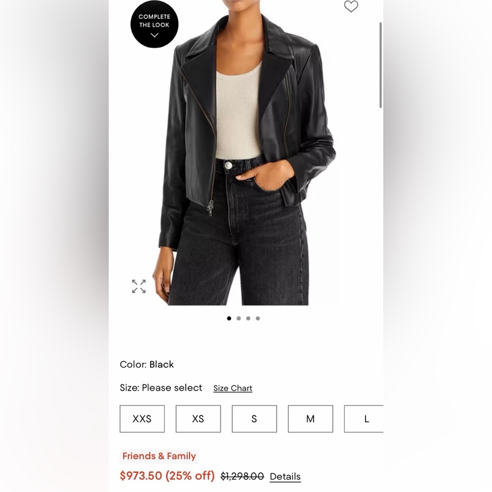 Vince Black Real Leather Draped Zip-Front Jacket